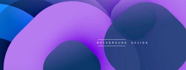 Soyut daireler örtüşüyor, canlı mor ve mavi renkler yaratıyor. Arkaplan ve sunumlar için modern tasarım ögesi.