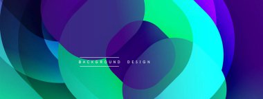 Soyut sıvı şekilleri örtüşür, canlı gradyanlar yaratır. Mor, yeşil, mavi renkler tasarımda baskın. Mevcut en küçük metin.