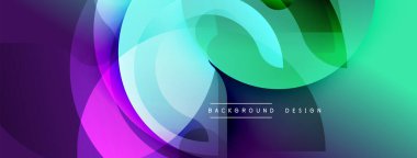 Soyut renkli şekiller örtüşüyor, dinamik modern tasarım yaratıyor. Gradyan renkler harmanlanır, canlı görsel deneyimler oluşturur..