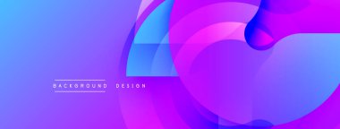 Soyut arkaplan, canlı örtüşen daireler içerir. Maviden mora geçiş dinamik görsel efekt yaratır. Modern tasarım ögesi.