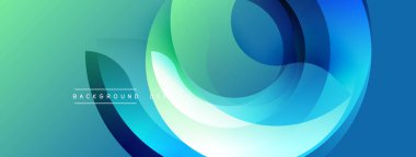 Soyut akışkan şekiller, canlı maviler, yeşiller dinamik arkaplan oluşturur. Modern tasarım, pürüzsüz eğimler hareket, derinlik.
