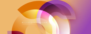 Soyut geometrik şekiller örtüşüyor, canlı renk eğimleri yaratıyor. Yumuşak turuncu mora dönüşüyor. Arka planlar için modern tasarım ögesi.