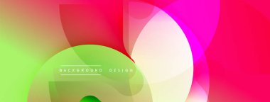 Soyut, enerjik bir arkaplan. Üst üste binen daireler dinamik renkli kompozisyon oluşturur. Modern tasarım elementleri, pürüzsüz eğimler.