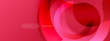 Soyut kırmızı tasarım, üst üste binen daireler. Gradyan gölgeler derinlik yaratır, modern estetik. Metin arkaplan tasarımı okur.