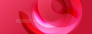 Soyut kırmızı dizayn, üst üste binen dairesel şekiller. Gradyan renkler dinamik görsel efekt yaratır. Metin arkaplan tasarımı okur.