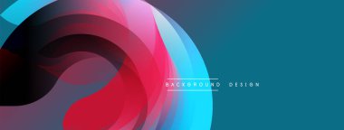 Soyut akış katmanları, canlı renklerin karışımı. Modern tasarım dinamik görsel etki yaratır. Mavi, pembe, mor renkler baskın kompozisyon.