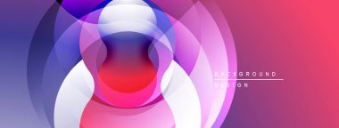 Soyut renkli çemberler dinamik arkaplan yaratır. Gradyan gölgeler harmanlanarak modern görsel efekt oluşturur. Pürüzsüz şekiller hareketi, derinliği gösterir..