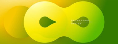 Soyut gradyan tasarımı. Sarı, yeşil renkler düzgün bir şekilde harmanlanır. Modern, minimalist estetik. Şekiller dinamik görsel etki yaratır.