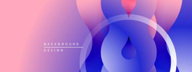 Soyut eğim arkaplanı. Pembe, mor, mavi renkler düzgün bir şekilde harmanlanır. Dairesel şekiller, dinamik görsel efektler yaratır. Modern tasarım ögesi.