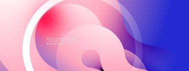 Soyut sıvı şekilleri, pembeler, maviler dinamik arkaplan oluşturur. Yumuşak eğimler, modern tasarım elementleri mevcut. Minimalist estetik.