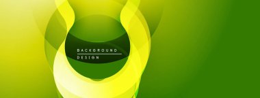 Soyut tasarım katmanlı daireler, canlı yeşil, sarı renkler. Modern estetik, pürüzsüz eğimler derinlik, görsel cazibe yaratır.