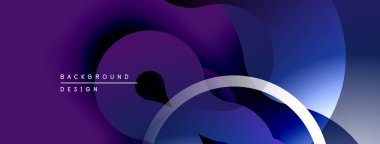 Soyut sıvı şekilleri, mor renkler baskın gelir. Modern tasarım, pürüzsüz eğimler derinlik yaratır, ince gümüş kavis oluşturur.