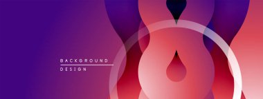 Soyut eğimler, üst üste binen şekiller dinamik görsellik yaratır. Mor, kırmızı renkler kompozisyona hakim. Modern tasarım ögesi.