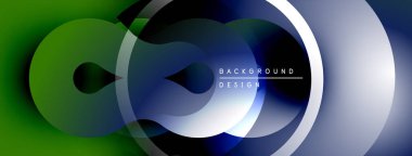 Soyut sıvı şekilleri, üst üste binen daireler. Gradyan renkler dinamik görsel efekt yaratır. Arka planlar için modern tasarım ögesi.