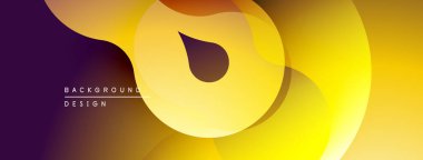 Soyut sıvı şekiller, sıcak sarı renkler mora karışıyor. Modern tasarım, pürüzsüz gradyanlar dinamik bileşim oluşturur.
