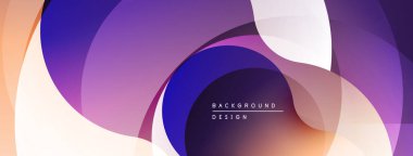 Soyut arkaplan özellikleri üst üste binen eğriler, gradyanlar. Mor, beyaz, turuncu renkler modern tasarım yaratır. Yumuşak geçişler kompozisyona hakim..