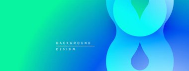 Soyut eğim arkaplanı. Mavi, turkuaz renkler düzgün bir şekilde harmanlanır. Minimalist tasarım akış şekilleri, damlacık formları içerir. Modern estetik.
