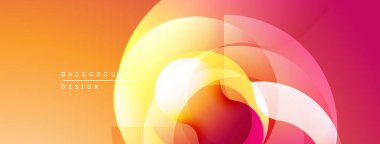 Soyut eğimler katmanlı daireler oluşturur. Sıcak renkler baskın, turuncudan pembeye dönüşüyor. Arka planlar için modern tasarım ögesi.