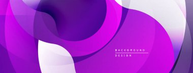 Soyut mor tasarım. Üst üste binen şekiller akışkan ve modern estetik yapılar yaratır. Renkler görsel derinlik, pürüzsüz geçişler sunar.