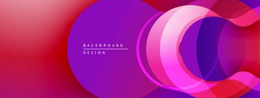 Soyut katmanlar canlı bir eğim yaratır. Mor, pembe renkler kompozisyona hakim. Arka planlar için modern tasarım ögesi.