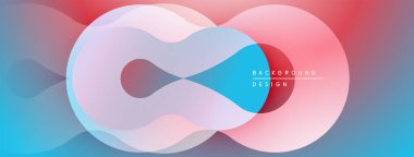 Soyut şekiller örtüşüyor, canlı renk değişimleri yaratıyor. Yumuşak renkler harmanlanır ve modern tasarım elementini oluşturur. Minimalist estetik.