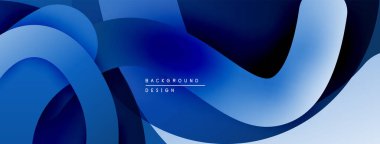 Soyut mavi katmanlar akıcı dinamik arkaplan oluşturur. Düz gradyanlar, modern tasarım, zarif kompozisyon. Minimalist estetik.