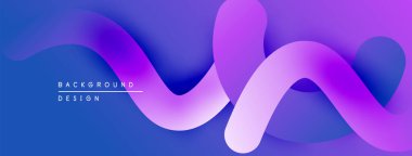 Soyut akışkan şekiller, canlı mor renkler koyu maviye karışıyor. Modern tasarım hareketi, akıcılığı, enerjiyi çağrıştırıyor.
