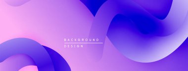 Soyut sıvı şekiller, mor renkler, eğim arkaplanı. Dijital projeler için modern tasarım öğesi. Düz eğriler dinamik görsel oluşturur.