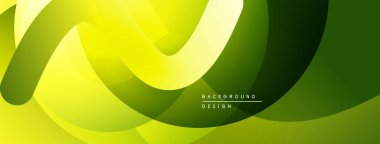 Soyut akış katmanları, canlı yeşiller, sarılar dinamik arkaplan oluşturur. Düz şekiller hareketi, modern tasarım estetiği akla getiriyor..