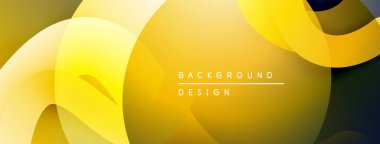 Soyut sarı tasarım. Üst üste binen şekiller dinamik bileşim yaratır. Gradyan gölgeler modern estetik sunuyor. Minimalist stil.