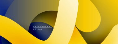 Soyut tasarım özellikleri üst üste binen eğri şekiller. Renkler sarı, lacivert, zeytin, bej. Modern estetik, arka planlar için uygun.