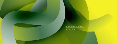 Soyut akış kurdeleleri, yeşil sarı renkler. Modern tasarım, pürüzsüz eğimler dinamik kompozisyon yaratır. Minimalist estetik.