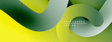 Soyut sıvı şekilleri, canlı yeşiller, sarılar dinamik bir zemin oluşturur. Modern tasarım, pürüzsüz eğimler görsel ilgi sunar.