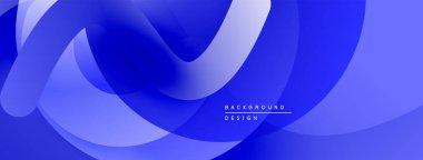 Soyut mavi dalgalar dinamik bir zemin oluşturur. Pürüzsüz eğimler, akış şekilleri hareketi, modern tasarım estetiğini akla getiriyor..