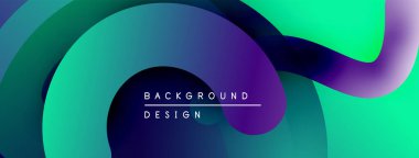 Soyut sıvı şekilleri örtüşür, canlı gradyanlar yaratır. Mor, yeşil renkler dizaynın baskın rengidir. Hareketi ve enerjiyi akla getirir. Modern estetik.