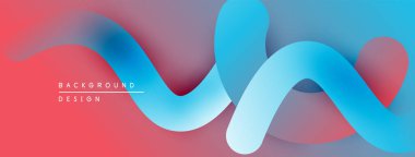 Soyut sıvı şekiller, canlı renklerin karışımı. Kırmızı, mavi gradyanlar dinamik arkaplan tasarımı yaratır. Yumuşak kıvrımlar hareketi, enerjiyi gösterir.