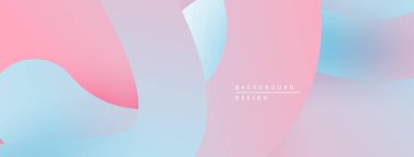 Soyut pastel şekiller örtüşür, yumuşak eğimler yaratır. Arkaplan tasarımı açık pembe, mavi, mor renkte. Minimalist estetik.