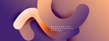 Soyut sıvı şekilleri örtüşür, canlı gradyanlar yaratır. Mor, turuncu renkler tasarımda baskın. Modern estetik, pürüzsüz geçişler sunar.