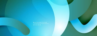 Soyut sıvı şekilleri, mavi, yeşil renkler. Modern tasarım, düzgün eğimler, üst üste binen katmanlar dinamik bileşim yaratır. Minimalist estetik.