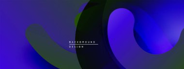 Soyut gradyan katmanlar dinamik akış şekilleri yaratır. Koyu mavi, yeşil, mor pürüzsüz bir karışım. Modern tasarım ögesi.