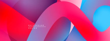 Soyut renkli dalgalar çakışıyor. Gradyan gölgeler dinamik görsel efekt yaratır. Modern tasarım arka planlar için uygun.