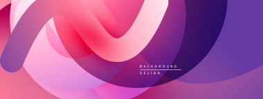 Soyut akışkan şekiller, canlı pembeler, morlar dinamik bir zemin oluşturur. Yumuşak eğimler hareketi, modern tasarım estetiği önerir.