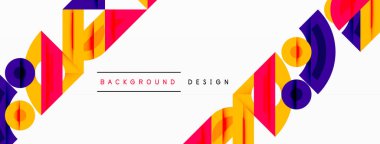 Soyut geometrik şekiller, canlı renkler, modern tasarım. Beyaz arka plan karşıtlık ve temiz estetik sağlıyor. Basit, cesur bir sunum..