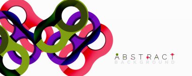 Renkli soyut şekiller örtüşüyor, dinamik görsel efektler yaratıyor. Parlak renkler beyaz arkaplan ile tezat oluşturur. Modern tasarım ögesi.