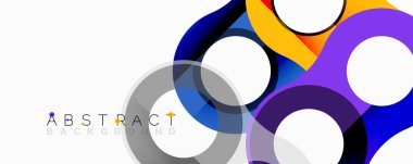 Modern soyut tasarım üst üste binen renkli daireler içeriyor. Gradyan gölgeler dinamik görsel efekt yaratır. Temiz, minimalist kompozisyon.