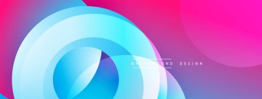 Soyut, canlı katmanlar akışkan şekiller yaratır. Pembe, mavi, mor renkler düzgün bir şekilde harmanlanır. Dijital projeler için modern tasarım ögesi.