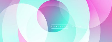 Soyut çemberler çakışıyor, yumuşak eğimler yaratıyor. Pastel renkler dizaynın baskın rengidir, sakin bir atmosferi çağrıştırır. Modern arkaplan dokusu.