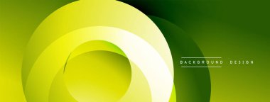 Soyut yeşil katmanlar dairesel tasarım yaratır. Düz eğimler modern estetik sunar, arka planlar ve sunumlar için uygundur. Minimalist stil.
