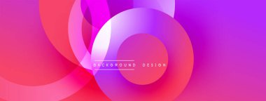 Soyut parlak daireler üst üste binerek dinamik pembe mor gradyan oluşturur. Arkaplan ve sunumlar için modern tasarım ögesi.