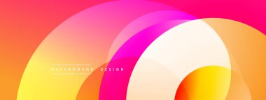 Soyut renkli örtüşen daireler canlı bir zemin oluşturur. Sarı, pembe, mor tonlardan değişen tonlarda. Modern tasarım ögesi.